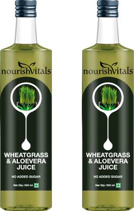 nourishvitals WheatGrass With AloeVera Juice - No Added Sugar (Pack Of 2) Nutrition Drink