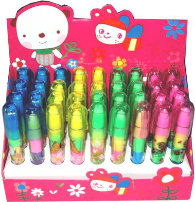 Parteet Pack of 36 Stacking Pen Type Erasers for Kids for Birthday Party Return Gifts Non-Toxic Eraser