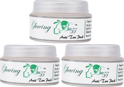 Glowing Buzz Combo of 3 Natural Anti Tan Pack for Face, Dark Under Arms and Hands