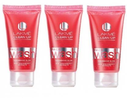 Lakmé Clean Up Nourishing Glow with Strawberry Extracts - (Pack of 3) Face Wash