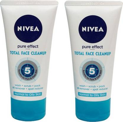 NIVEA Pure Effect Total Face Cleanup Pack Of 2 Face Wash