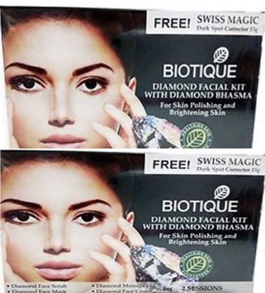 BIOTIQUE Diamond Facial kit With Diamond Bhasma pack of 2(set of 4)