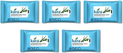 KARA Refreshing Facial Wipes - Aloe Vera & Mint (30 Wipes Per Pack)-Pack of 5