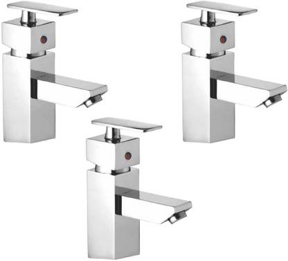 Oleanna ALCOK-12 Kubix Single Lever Basin Mixer With Connection Pipe With Hot & Cold Water Feature (High Quality Cartridges | Quarter Turn | Form Flow) (Pack of 3 Pcs) Basin Mixer Faucet