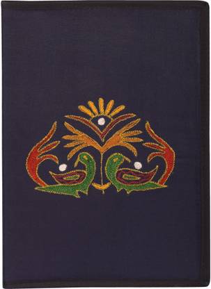 Affaires Cloth EMBROIDERY FILE FOLDER| Rajasthani Embroidery Print On Cloth Handicrafted Folder (Dark Blue) File-0010