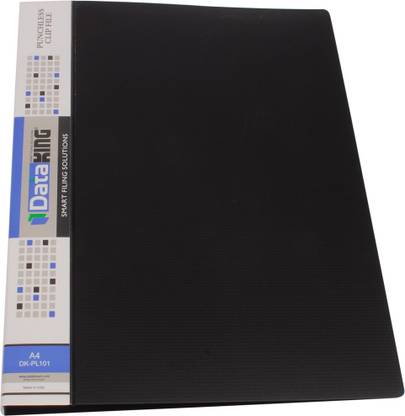DataKing Polypropylene PUNCHLESS CLIP FILE, Set Of 3, Free Delivery, SIze: A4, Color: Black.