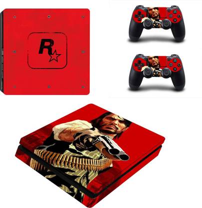 Hytech Plus Red Dead Redemption Theme Sticker for PS4 Slim Console & 2 Controllers  Gaming Accessory Kit
