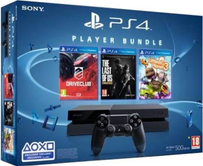 SONY PlayStation 4 (PS4) 500 GB with Player Bundle (Drive Club, The Last of Us, Little Big Planet 3)