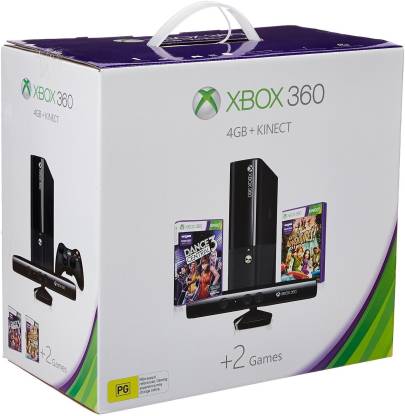 MICROSOFT Xbox 360 4 GB with Kinect Adventures DVD, Dance Central 3 DVD