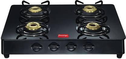 Prestige 4 Burner Glass Cooktop Iron Manual Gas Stove