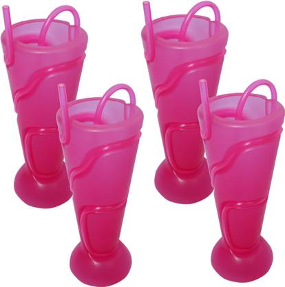 INFInxt (Pack of 4) Stylish Glass With Straw Pipe Glass Water/Juice Glass
