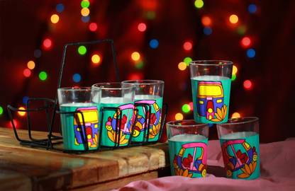 Its Our Studio (Pack of 6) Auto Rickshaw Tapri Glass Glass Set Water/Juice Glass