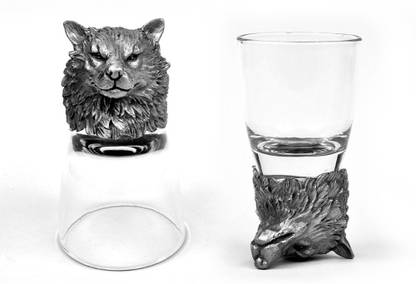 Trove (Pack of 2) Animal Head Shot Glasses,50ml,Set of 2-Combo 19 Glass Set Shot Glass