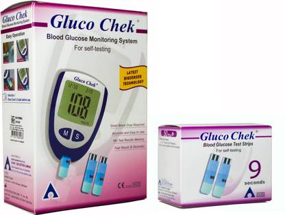 Gluco Chek Blood Glucose Monitor with 50+10 Test Strips Glucometer
