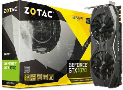 ZOTAC GEOFORCE GTX 1070 AMP EDITION GDDR5 8 GB NVIDIA Chipset 256 bit 1797 MHz Graphics Card