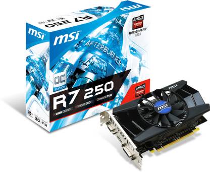 MSI R7 250 2GD3 OC DDR3 2 GB AMD/ATI Chipset 128 bit 1050 MHz Graphics Card