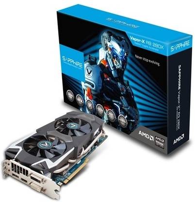 Sapphire R9 280X 3G GDDR5 PCI-E DVI-I/DVI-D/HDMI/DP Vapor-X OC Version (UEFI) DDR5 3 GB AMD/ATI Chipset 384 bit 950 MHz Graphics Card