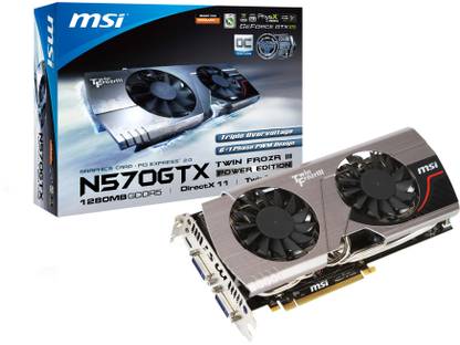 MSI N570GTX Twin Frozr III PE/OC GDDR5 1.25 GB NVIDIA Chipset 320 bit 770 MHz Graphics Card