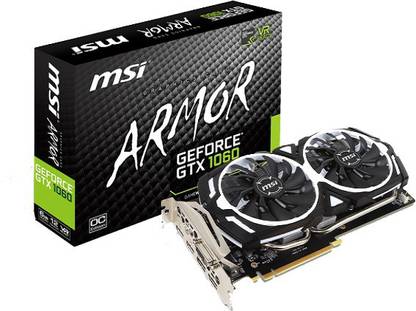 MSI Geforce GTX 1060 ARMOR 6G OCV1 GDDR5 6 GB NVIDIA Chipset 192 bit 1759 MHz Graphics Card