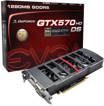 EVGA GeForce GTX 570 DS HD GDDR5 1.25 GB NVIDIA Chipset 320 bit 732 MHz Graphics Card