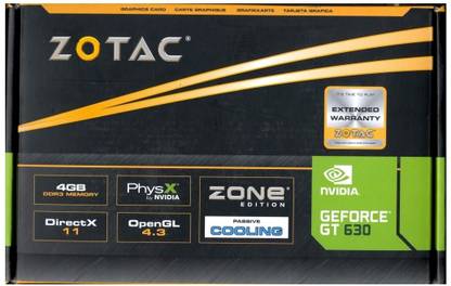 ZOTAC GeForce GT 630 Synergy Edition DDR3 4 GB NVIDIA Chipset 64 bit 810 MHz Graphics Card