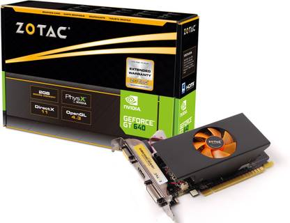 ZOTAC GT 640 2 GB DDR5 2 GB NVIDIA Chipset 64 bit 1046 MHz Graphics Card