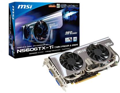 MSI N560GTX-Ti Twin Frozr II 2GD5/OC GDDR5 2 GB NVIDIA Chipset 256 bit 880 MHz Graphics Card