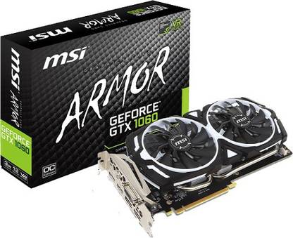 MSI Geforce GTX 1060 ARMOR 3G OCV1 GDDR5 3 GB NVIDIA Chipset 192 bit 1759 MHz Graphics Card