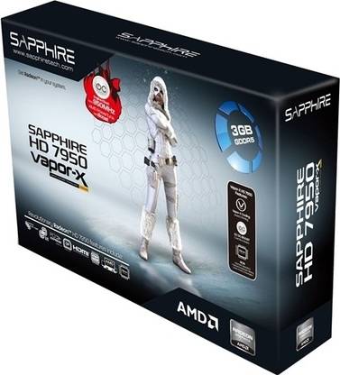 Sapphire VAPOR-X HD 7950 OC with Boost GDDR5 3 GB AMD/ATI Chipset 384 bit 850 MHz Graphics Card