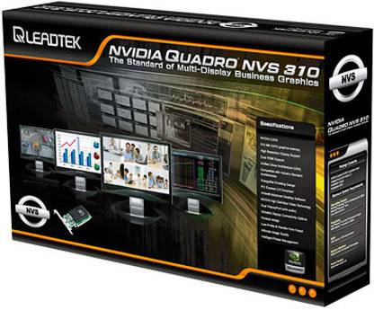 Leadtek Quadro NVS310 DDR3 512 MB NVIDIA Chipset 64 bit 550 MHz Graphics Card