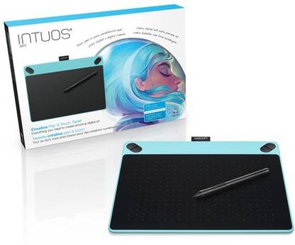 WACOM CTH-690/B0-CX Intuos Art Pen & Touch (Medium) - Mint Blue 8.5 x 5.3 inch Graphics Tablet Connectivity - USB