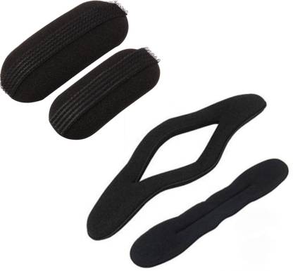 Style Tweak Combo of Hair Puff Clip Bumpits (Pair) and Hair Donut Bun Maker French Twist Roll Sponge Tool Hair Accessory Set
