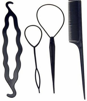 GalexiaR Topsy Tail Braid Ponytail Hair Bun Maker 4pc Hair Accessory Set