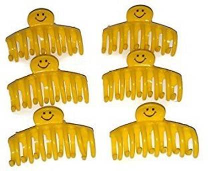Hare Accessories Set of 6 Emoji Smile Small Yellow Claw Clips Hair Claw