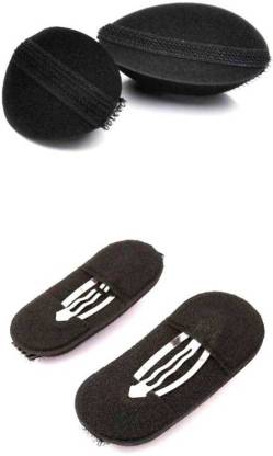 Shreeparna Hair Bumpit Fuwa Pin (set of 2)+ Princess Puff Soft Velcro (Set of 2) Hair Accessory Set