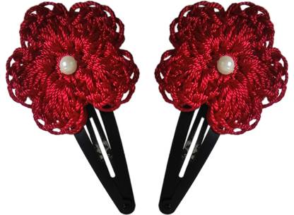 Threads N Ribbons Red Crochet Hair Clip