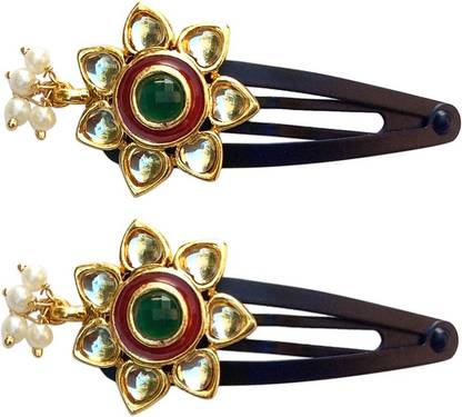 FURE Kundan Flower Tic Tac Clip