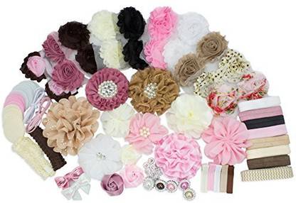 LIKA SUPPLY LLC Baby Shower Games Party Supplies Headband Kit - Fashion Headband Kit - DIY Headband Maker Kit - Make 32 Headbands and 5 Clips - Baby Shower Headband Station Kit - DIY Hair Bow Kit - Vintage Collection Head Band