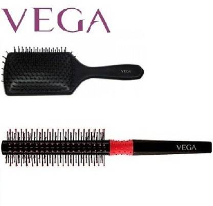 VEGA Paddle Hair Brush Regular 8586  And  Round Brush R2-Rbb  Combo