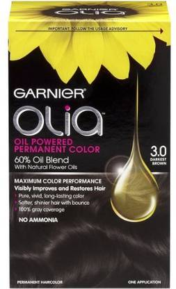 GARNIER Olia Oil Powered Permanent Hair color , 3.0 Darkest Brown