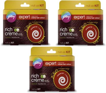 Godrej Expert Rich Creme - Multi Use Kit Pack of 3 , Cinnamon Red (5.56)