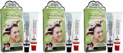 richenna Shampoo Based Set of 3 , Dark Brown