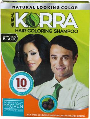 Korra Coloring Shampoo Black Color pack of 30 "30 ML Each" , Black