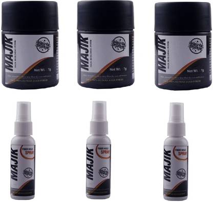 Majik Human Hair Building fiber with Hold spray set of 3 Black