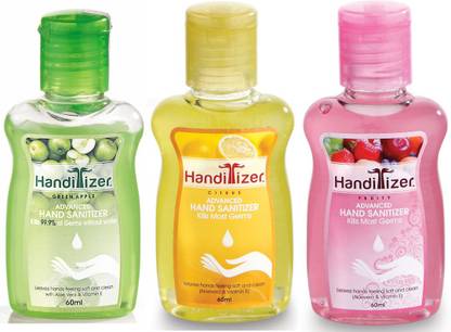 Handitizer 1 Fruity 60ml / 1 Citrus 60ml / 1 Green Apple 60ml Hand Sanitizer Bottle