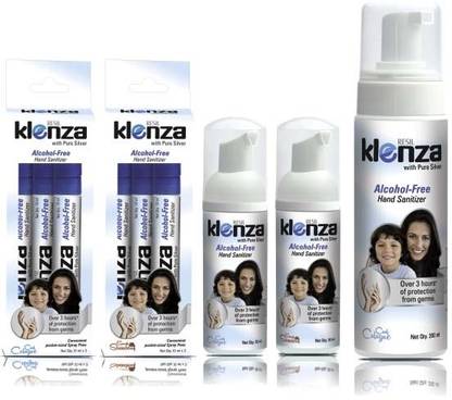 Klenza Alcohol Free Cool Cologne & Smooth Strawberry, Foam & Pens ( Family Pack ) Hand Sanitizer Pump Dispenser