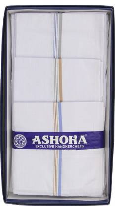 ASHOKA Plain White With Colour Border ["White"] Handkerchief