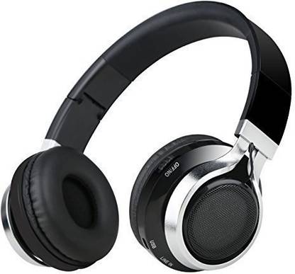 Sound Intone K8 Folding Adjustable Stretching Headsets Earphones Wireless Bluetooth Stereo Ehanced Bass Headphones Headsets With Cool Led Light (Black) Bluetooth without Mic