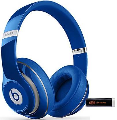 Beats By Dr. Dre Wireless Studio 2.0 Blue Headphones Travel Bundle With Portable Charger Bluetooth without Mic