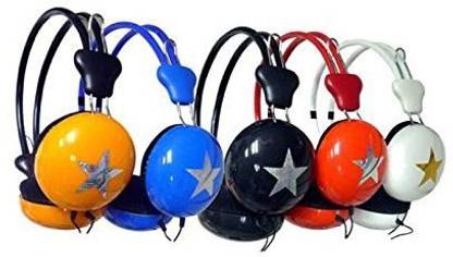Over Ear Headphones Round Cup & Star Design, Back To School, Headphones (Colors May Vary) Wired without Mic